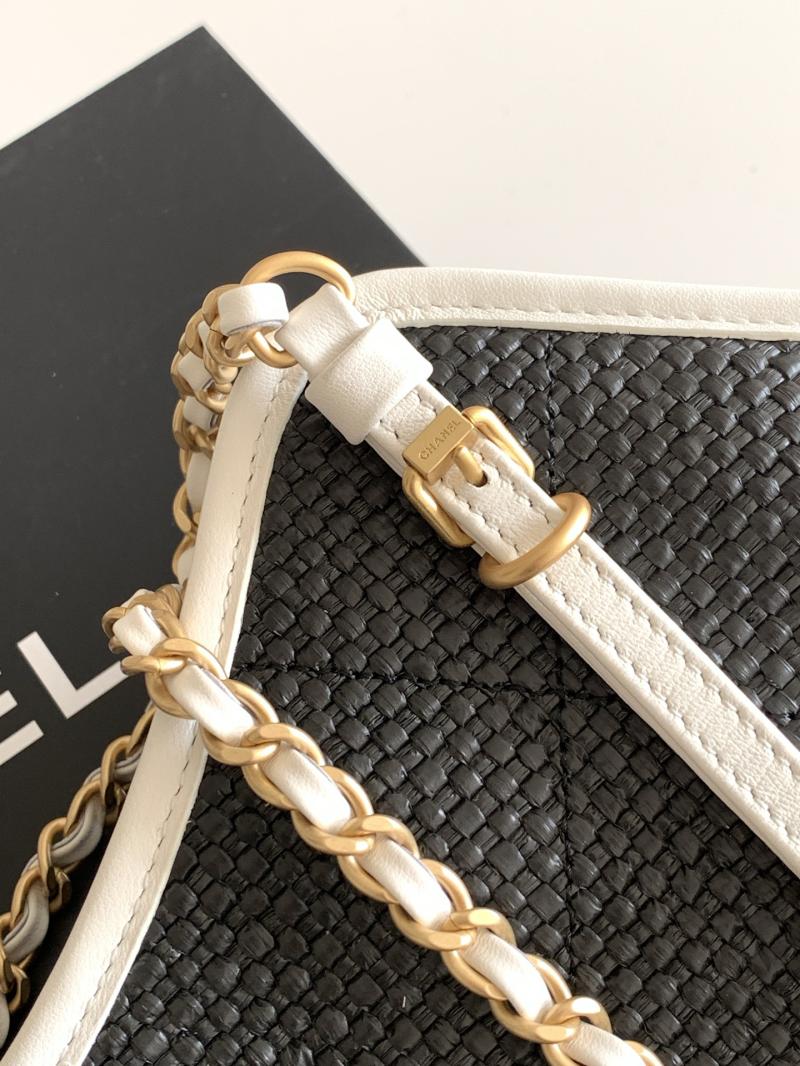 Chanel Large Raffia Shopping Bag Black AS5466