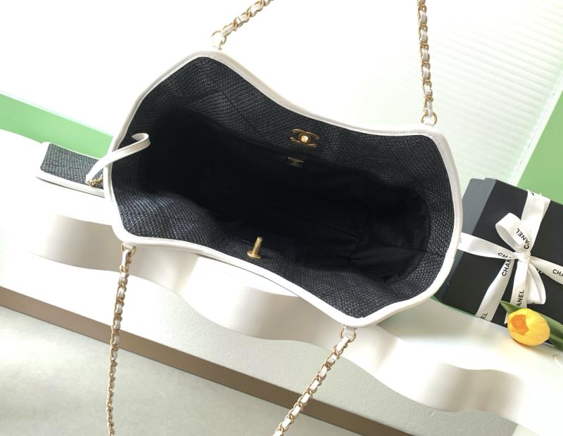 Chanel Large Raffia Shopping Bag Black AS5466