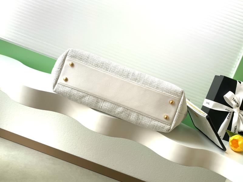 Chanel Large Raffia Shopping Bag White AS5466