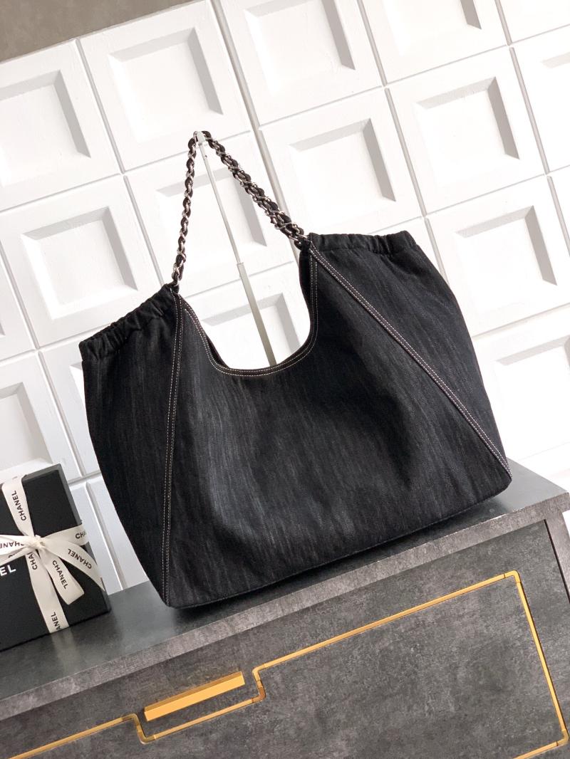 Chanel Large Vintage Denim Tote Bag Black AS4501