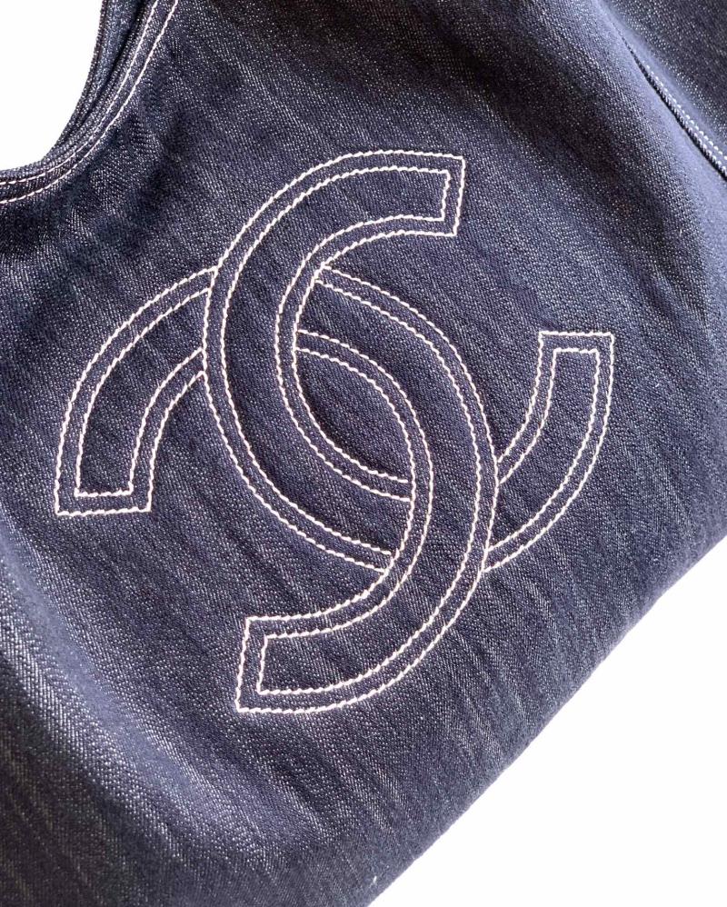 Chanel Large Vintage Denim Tote Bag Blue AS4501