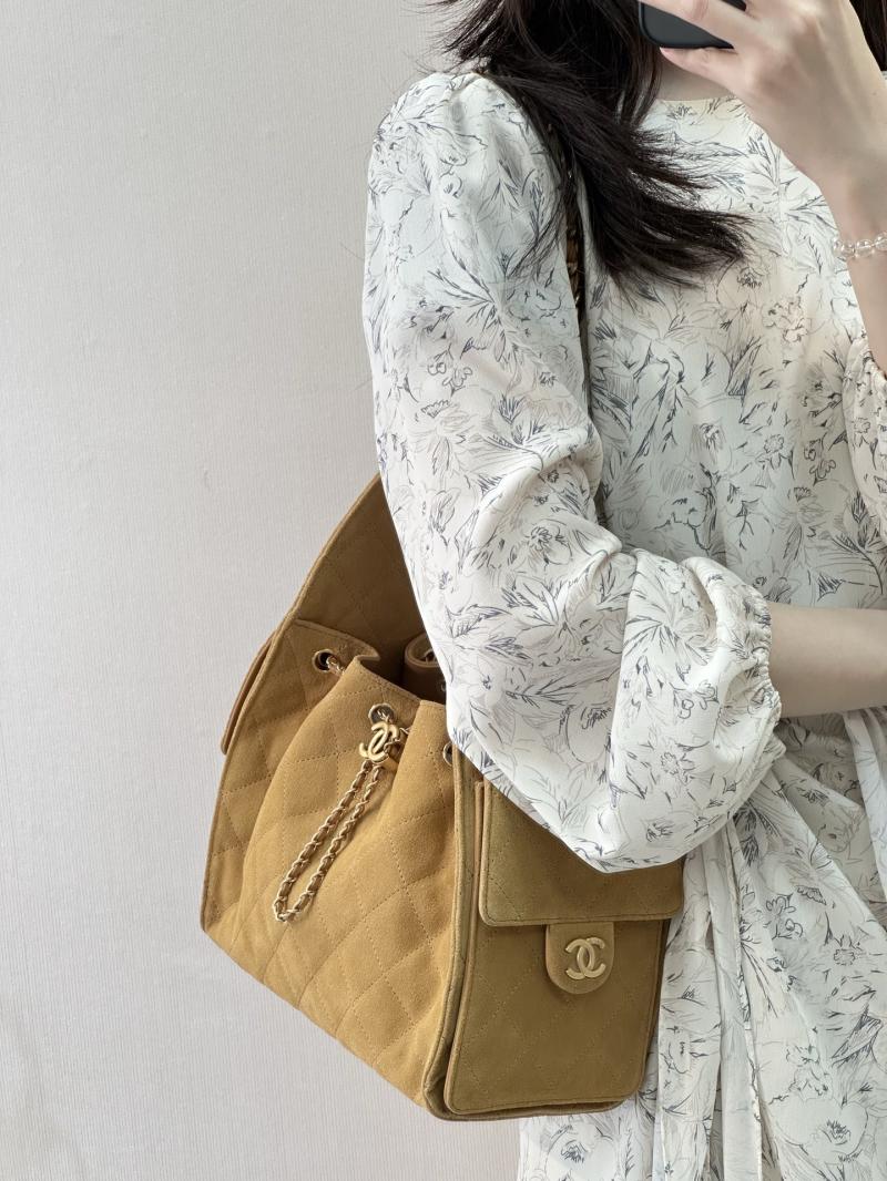 Chanel Suede 25 Small Handbag Camel AS5293