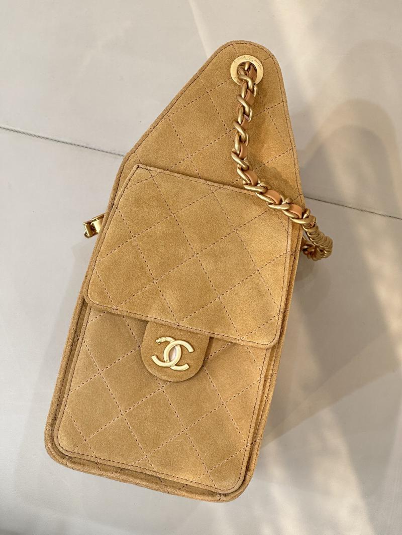 Chanel Suede 25 Small Handbag Camel AS5293