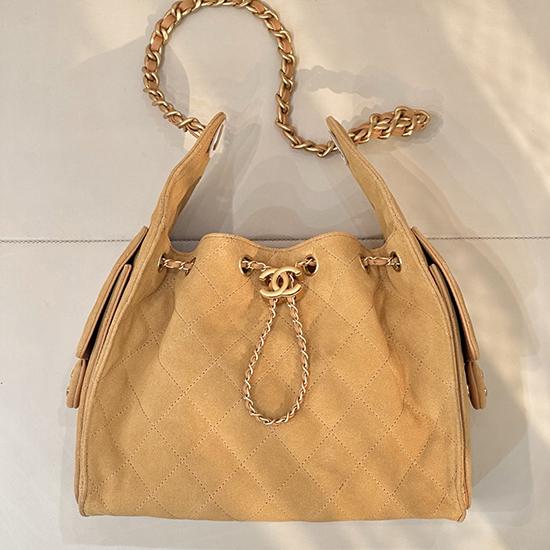 Chanel Suede 25 Small Handbag Camel AS5293