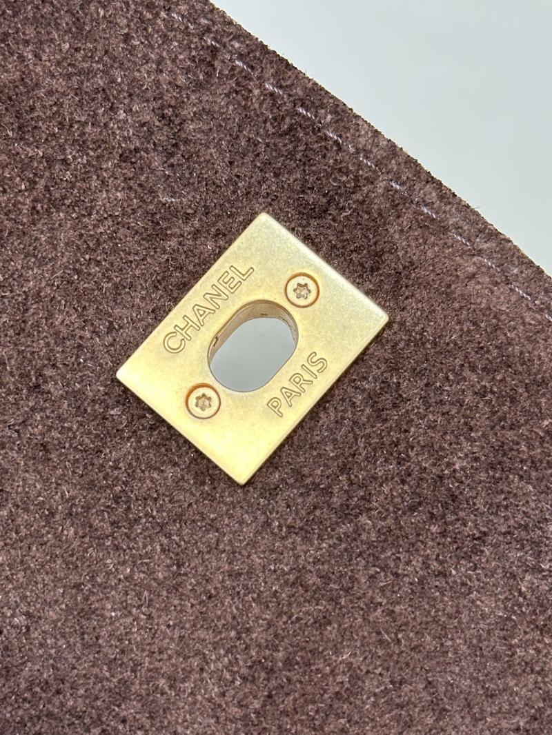 Chanel Suede Flap Shoulder Bag Brown AS5883