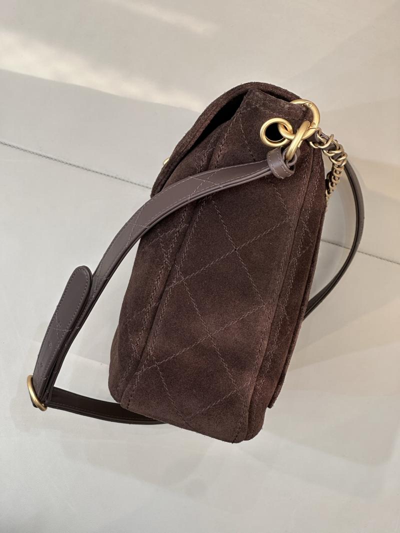 Chanel Suede Flap Shoulder Bag Brown AS5883