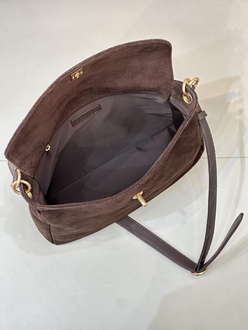 Chanel Suede Flap Shoulder Bag Brown AS5883