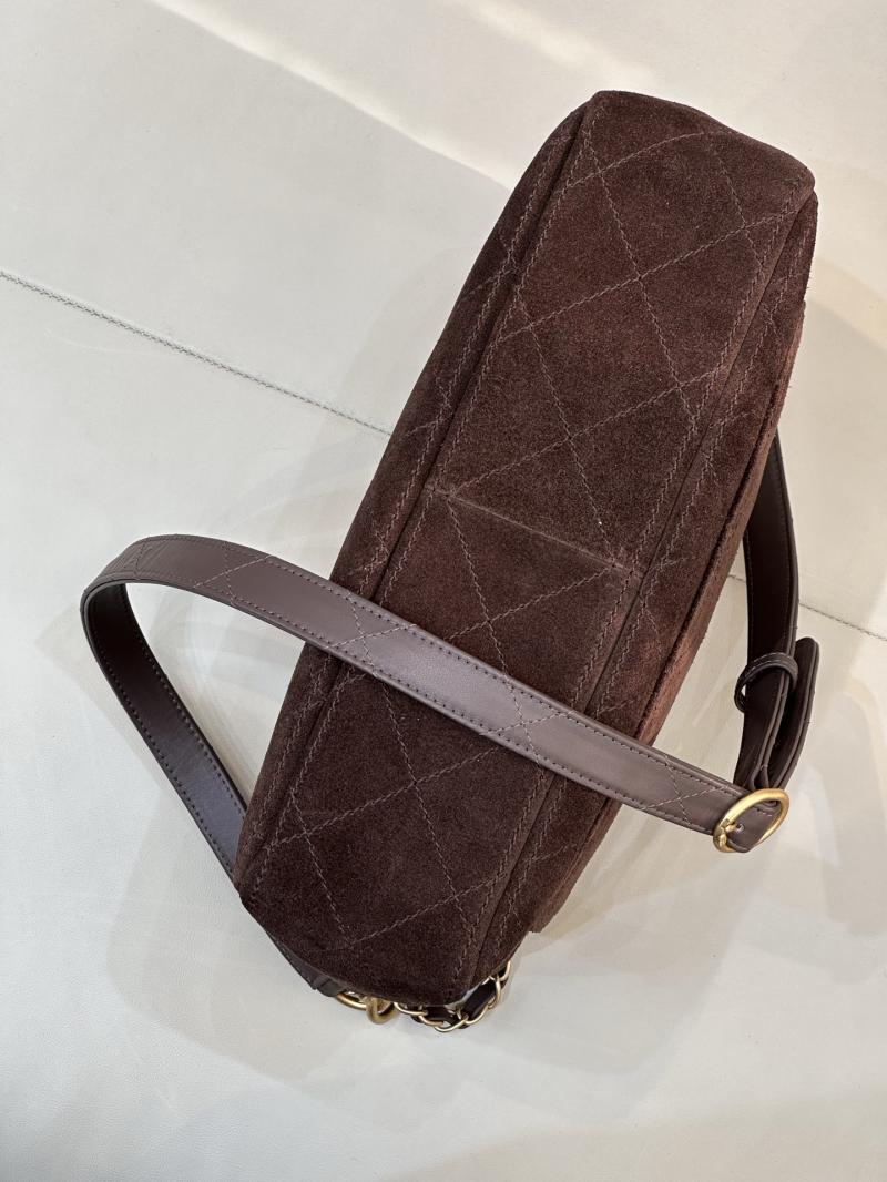 Chanel Suede Flap Shoulder Bag Brown AS5883
