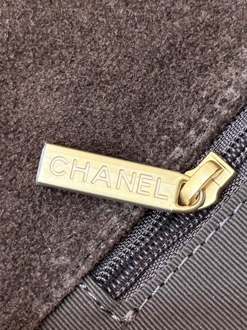 Chanel Suede Flap Shoulder Bag Brown AS5883