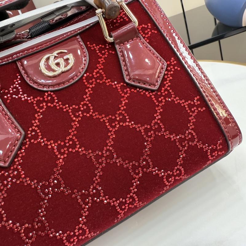Gucci Diana crystals small tote bag ‎Red 675800