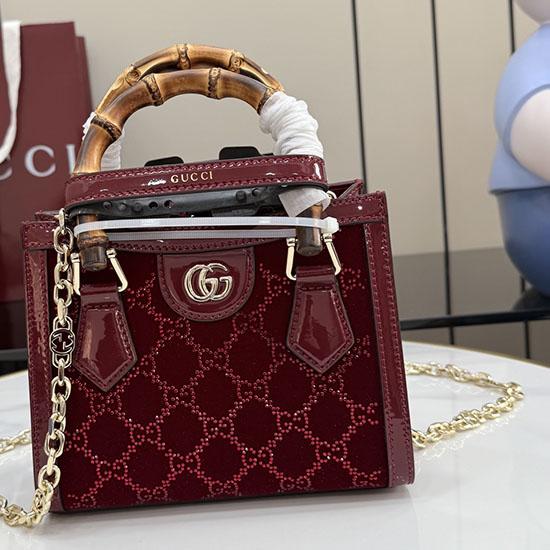 Gucci Diana crystals small tote bag ‎Red 675800