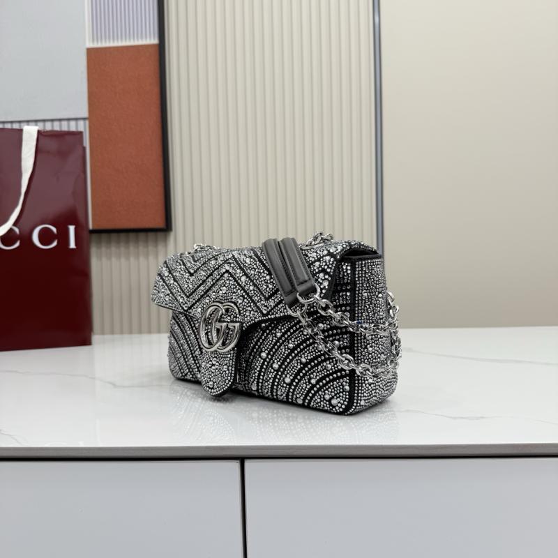 Gucci GG Marmont crystals Medium bag Black 837267