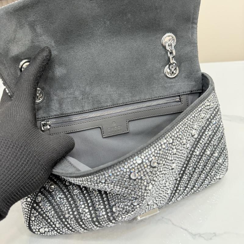 Gucci GG Marmont crystals Medium bag Black 837267