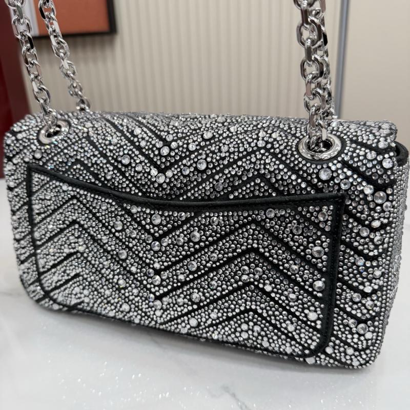 Gucci GG Marmont crystals Medium bag Black 837267