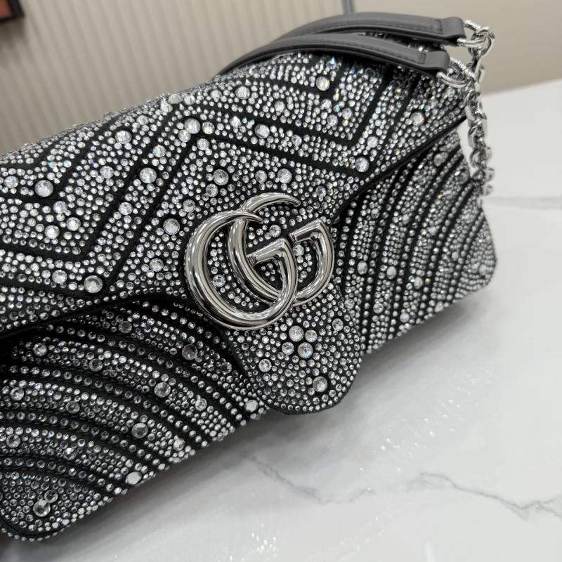 Gucci GG Marmont crystals Medium bag Black 837267