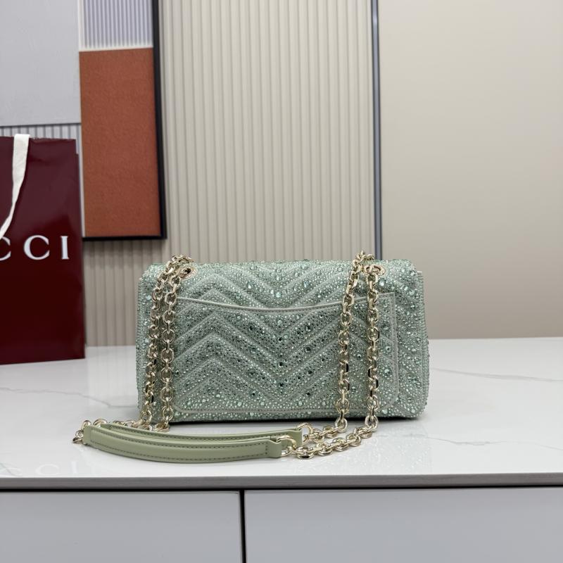 Gucci GG Marmont crystals Medium bag Green 837267