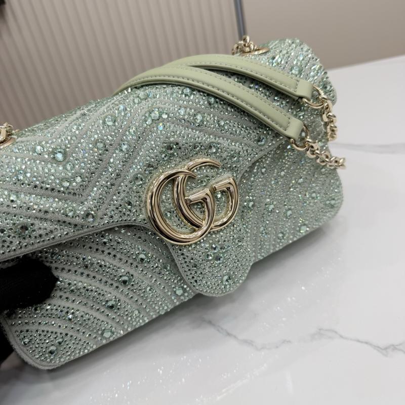 Gucci GG Marmont crystals Medium bag Green 837267