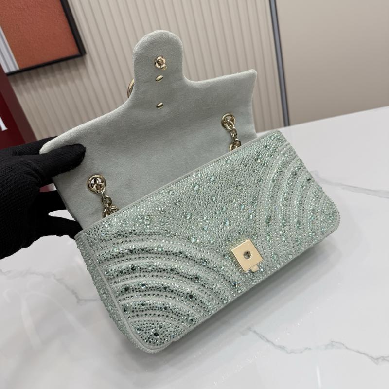 Gucci GG Marmont crystals Medium bag Green 837267