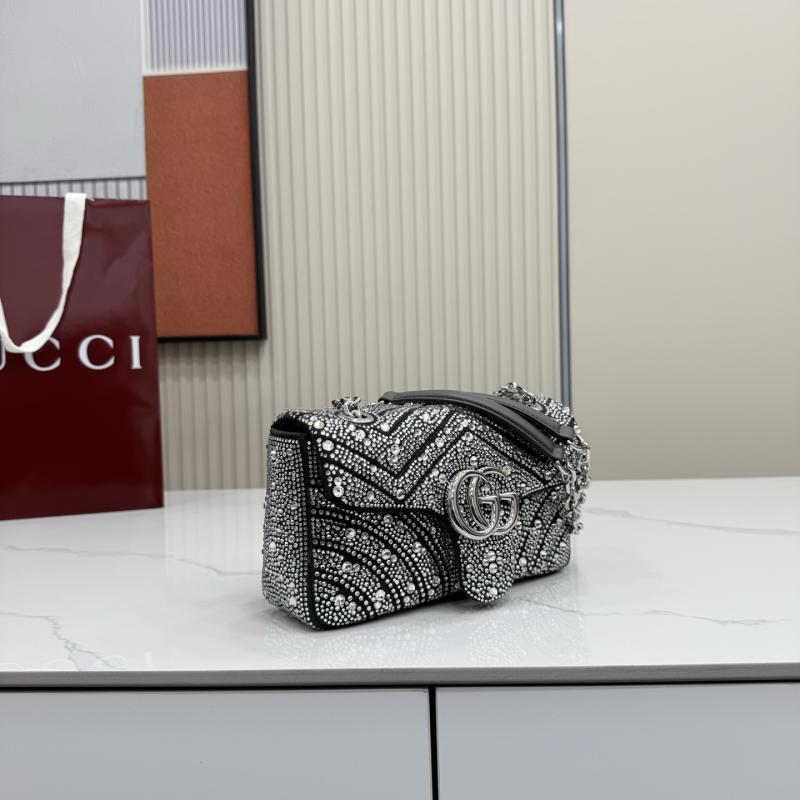 Gucci GG Marmont crystals small shoulder bag Black 837280