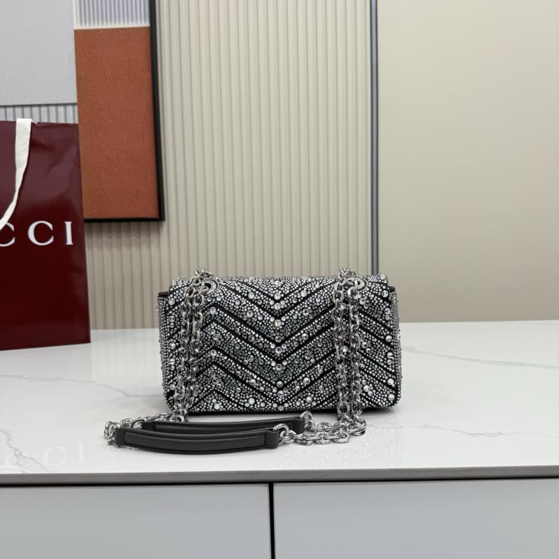 Gucci GG Marmont crystals small shoulder bag Black 837280