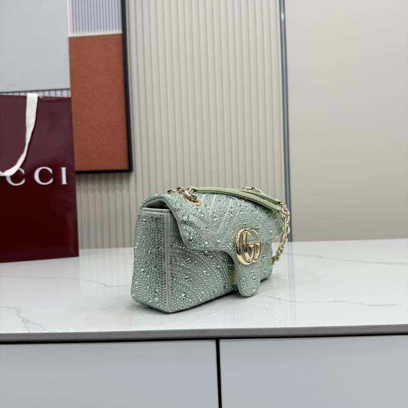 Gucci GG Marmont crystals small shoulder bag Green 837280