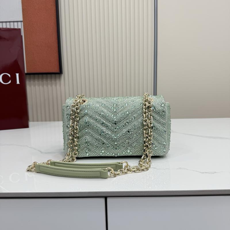 Gucci GG Marmont crystals small shoulder bag Green 837280
