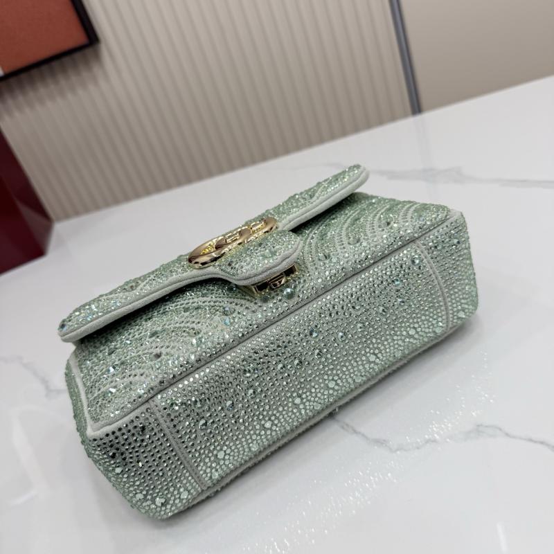 Gucci GG Marmont crystals small shoulder bag Green 837280