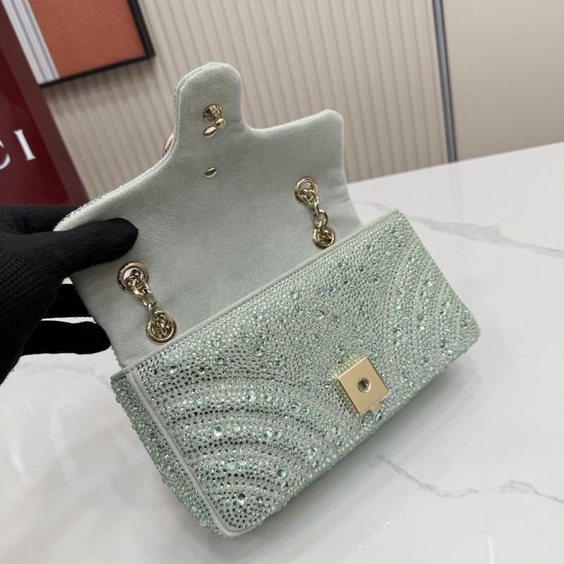 Gucci GG Marmont crystals small shoulder bag Green 837280