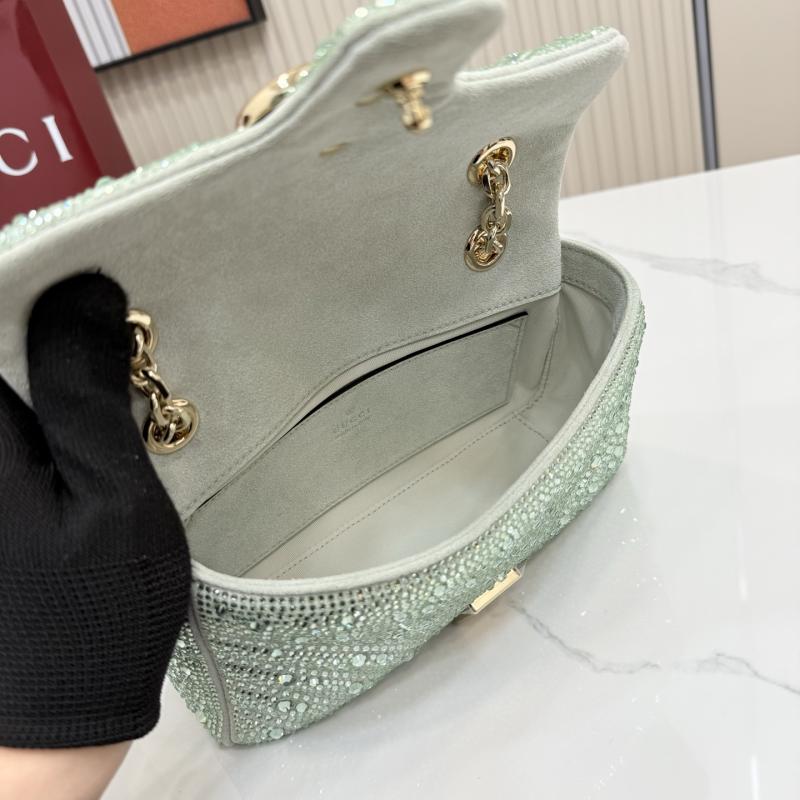 Gucci GG Marmont crystals small shoulder bag Green 837280
