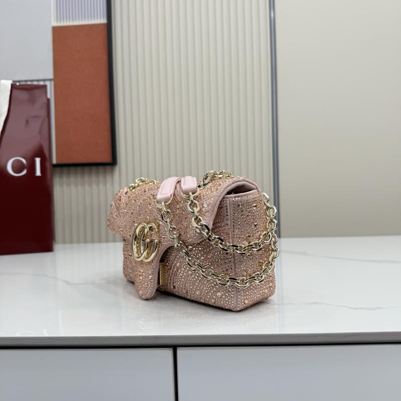 Gucci GG Marmont crystals small shoulder bag Pink 837280