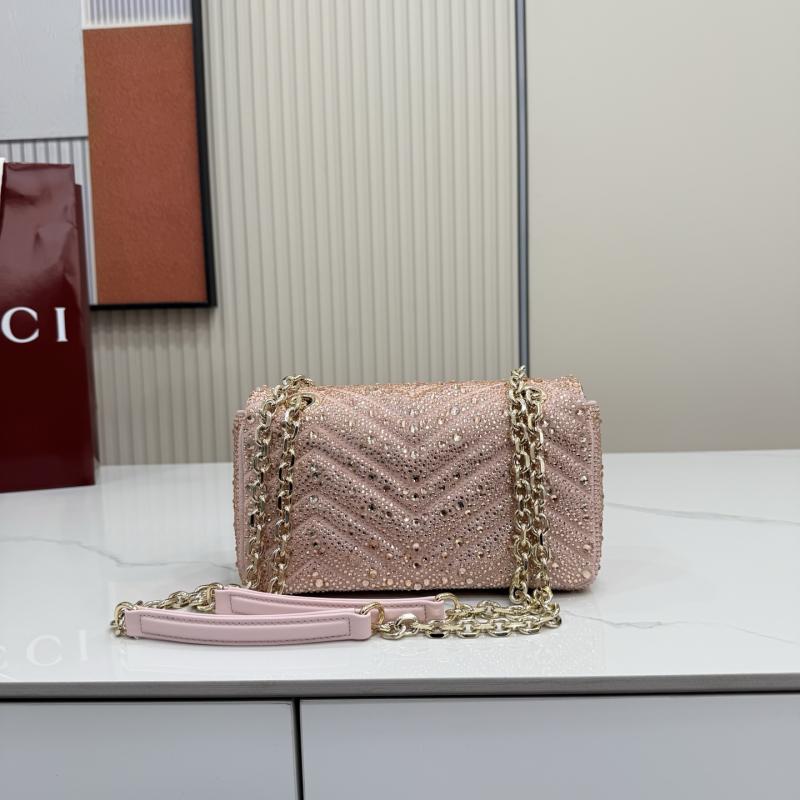 Gucci GG Marmont crystals small shoulder bag Pink 837280