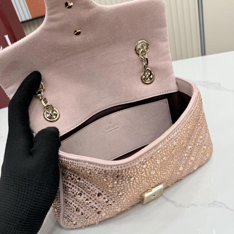 Gucci GG Marmont crystals small shoulder bag Pink 837280