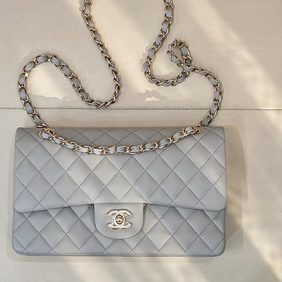 Medium Chanel Flap Bag Light Grey A01112