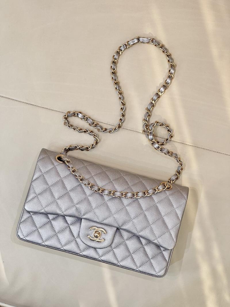 Medium Chanel Flap Bag Silver A01112