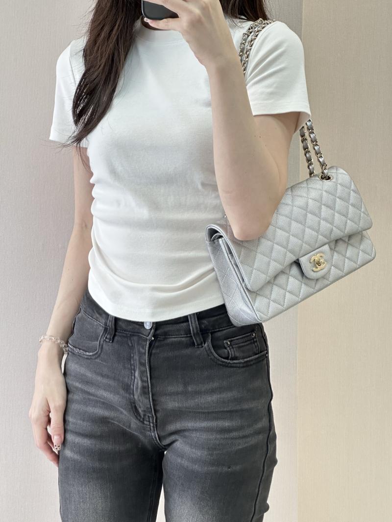 Medium Chanel Flap Bag Silver A01112