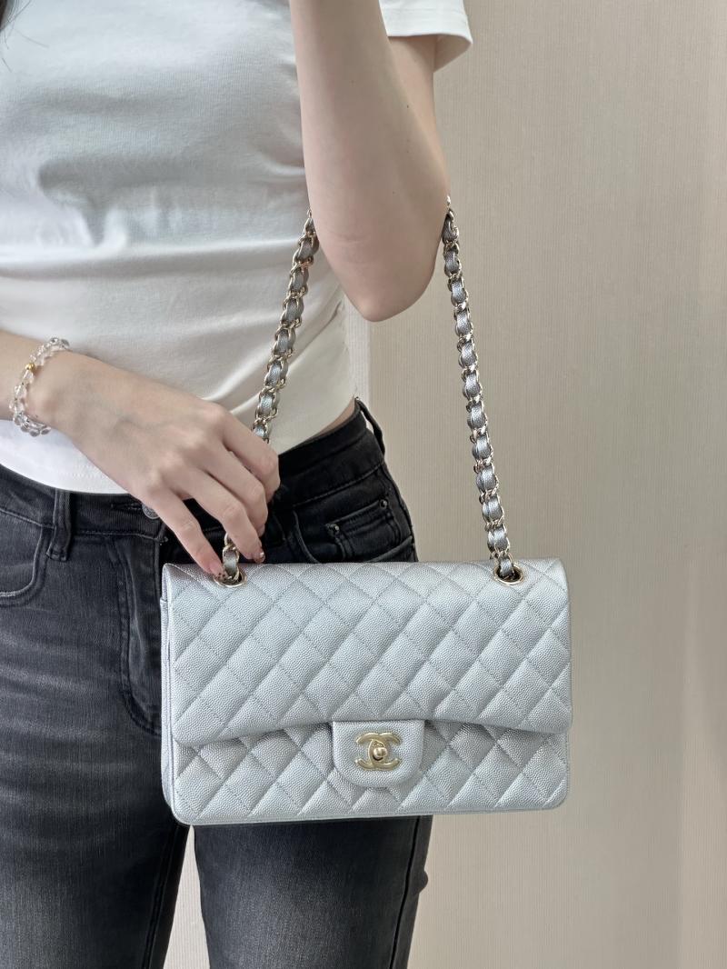 Medium Chanel Flap Bag Silver A01112