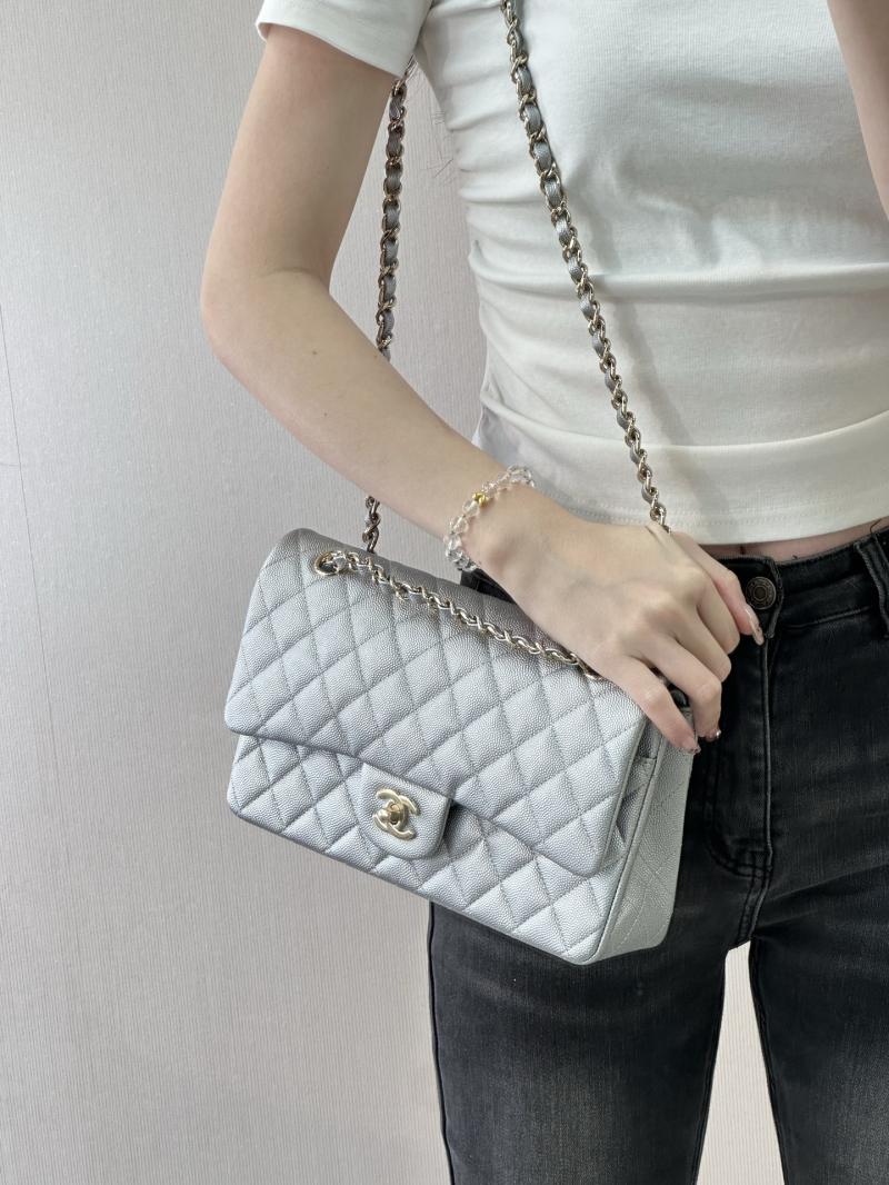 Medium Chanel Flap Bag Silver A01112