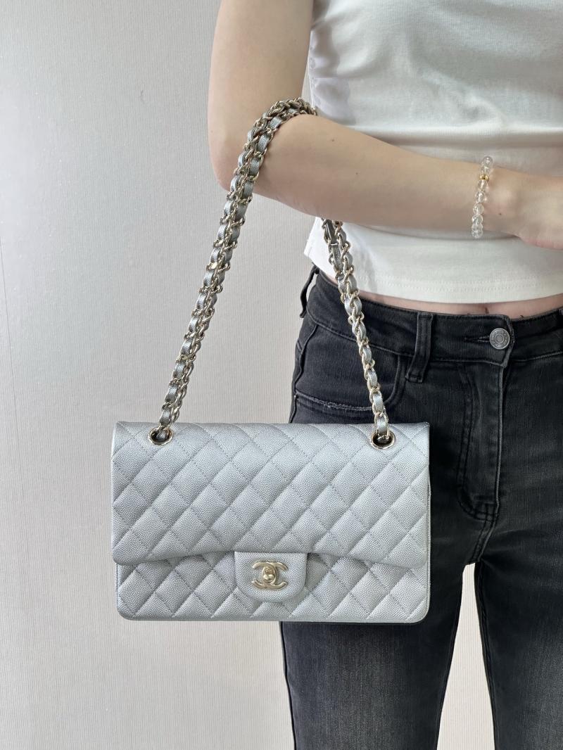 Medium Chanel Flap Bag Silver A01112