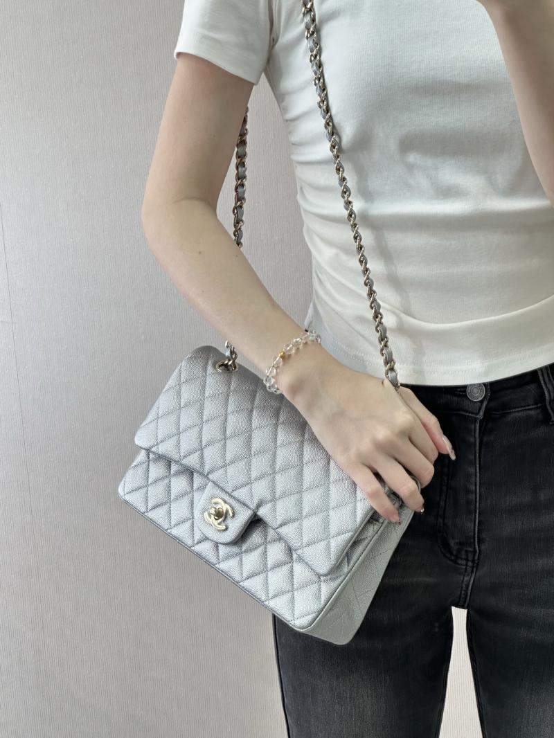 Medium Chanel Flap Bag Silver A01112
