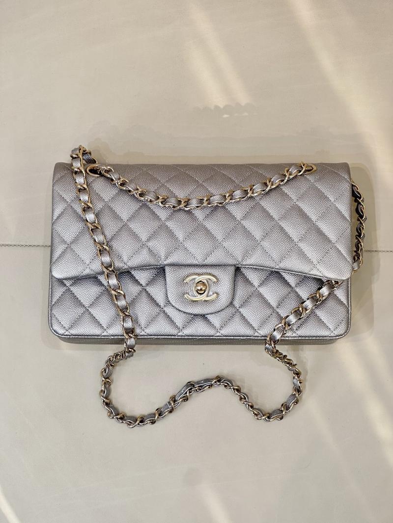 Medium Chanel Flap Bag Silver A01112