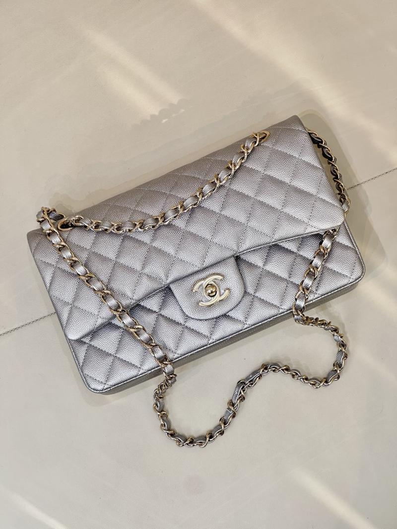 Medium Chanel Flap Bag Silver A01112