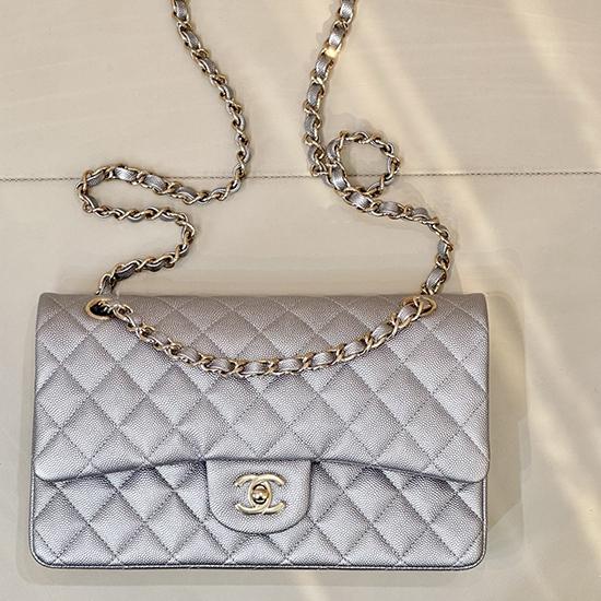 Medium Chanel Flap Bag Silver A01112