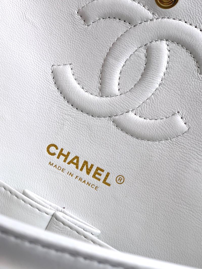 Medium Chanel Tweed Flap Bag White A01112