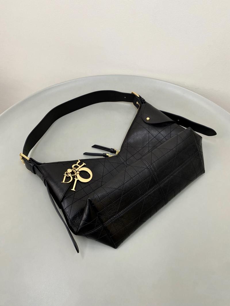 Medium Dior Crinkled Calfskin Voyage Bag Black M2846