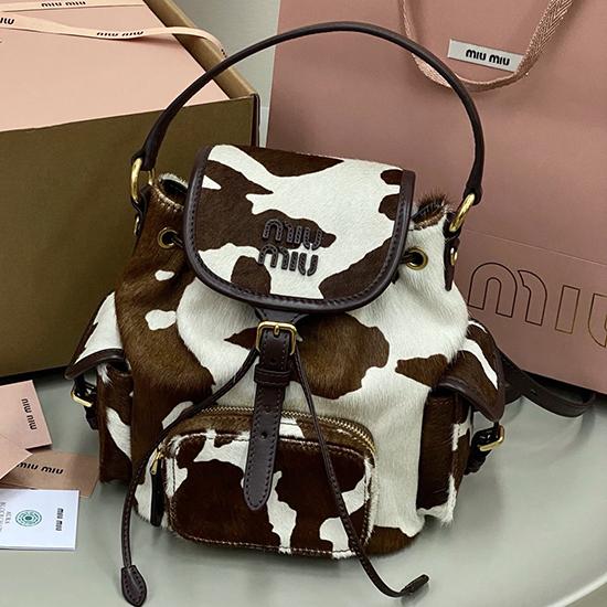 Miu Miu Printed leather backpack 5BZ043