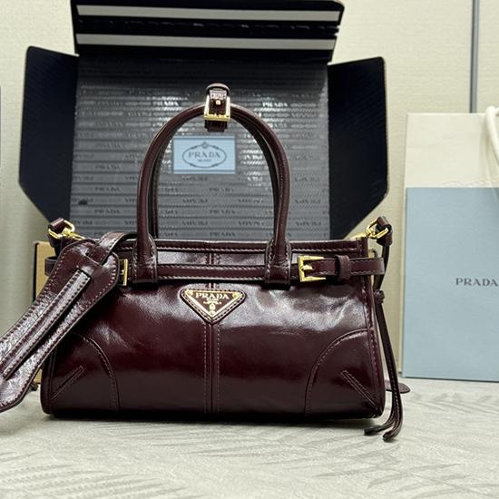 Prada Bonnie leather mini handbag Burgundy 1BA486