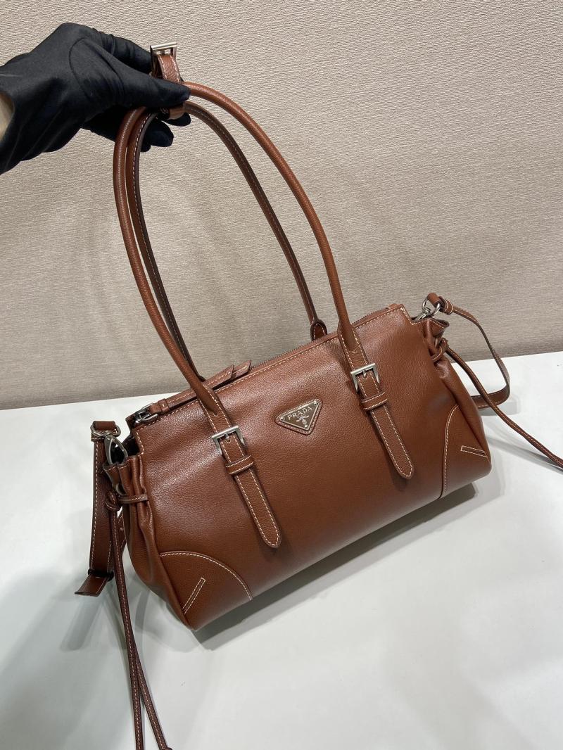 Prada Bonnie medium antiqued leather tote bag Brown 1BG628