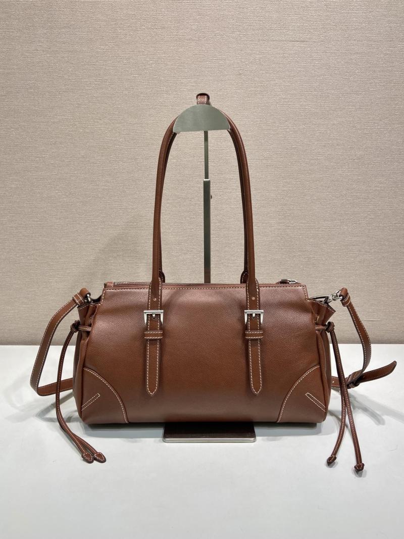 Prada Bonnie medium antiqued leather tote bag Brown 1BG628