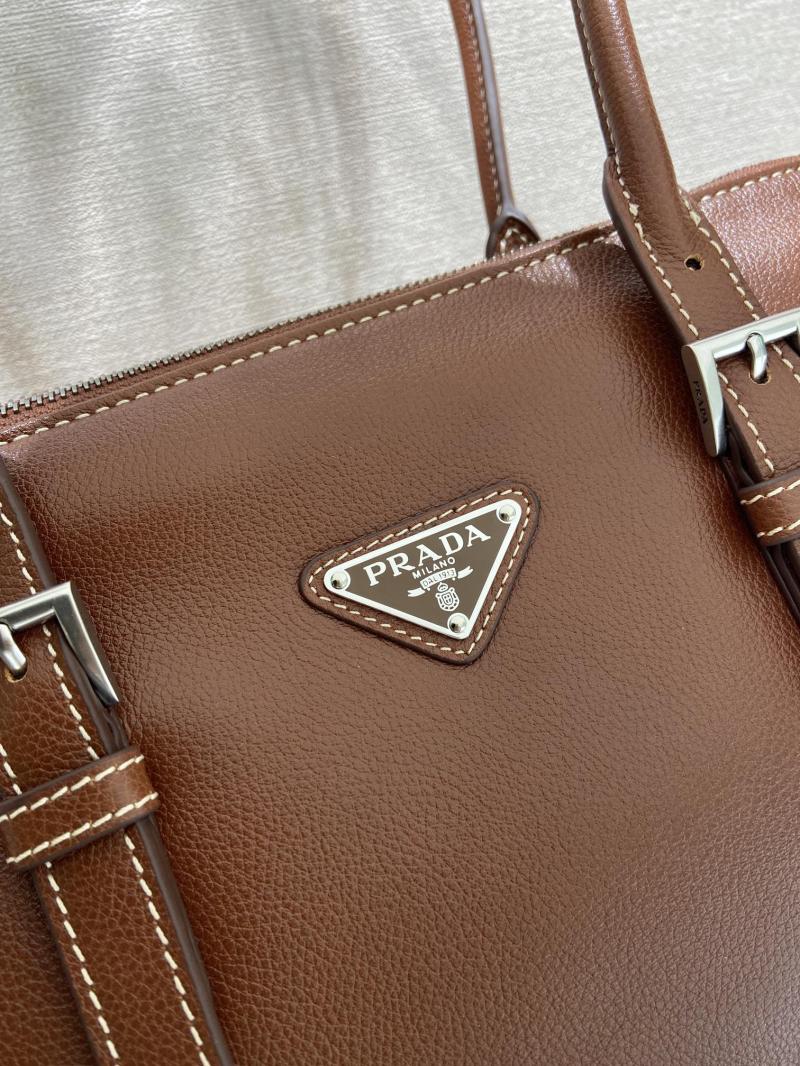 Prada Bonnie medium antiqued leather tote bag Brown 1BG628