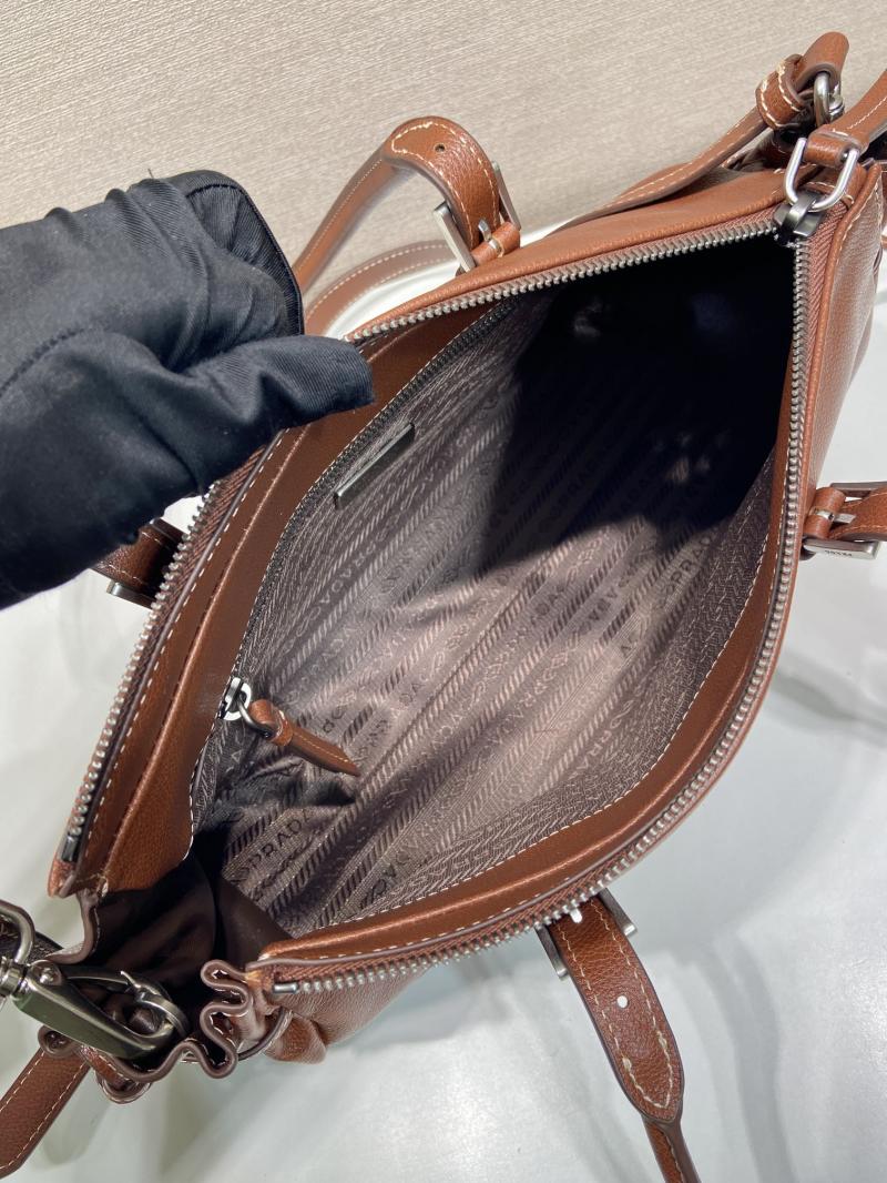 Prada Bonnie medium antiqued leather tote bag Brown 1BG628